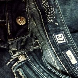 Women's Miss Me 27 long 27x34 bootcut dark triple stitch